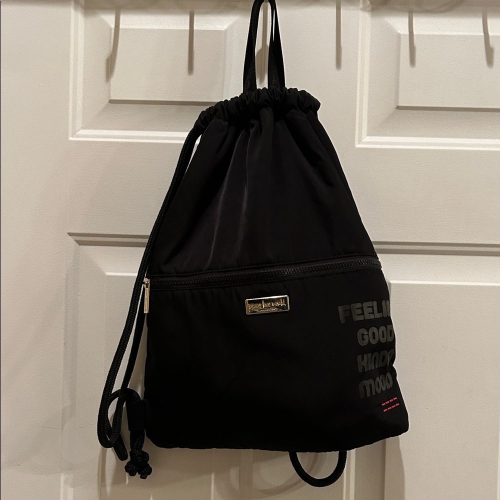 Peace Love World Black Drawstring Backpack